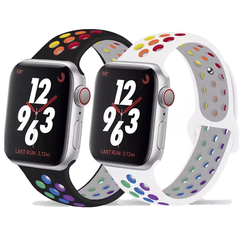 Rainbow Silicone Strap for Apple watch band 44mm 40mm Iwatch band 42mm 38mm Accessories Sport bracelet Apple watch series 5 SE 6
Rainbow Silicone Strap for Apple watch band 44mm 40mm Iwatch band 42mm 38mm Accessories Sport bracelet Apple watch series 5 SE 6