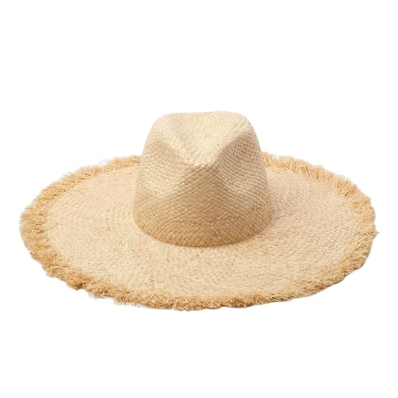 

2020 Wholesale Summer Custom Sun Sombreros Wide Brim Lady Logo Plain Madagascar Beach Floppy Straw Hat for Women Raffia Kids OEM
