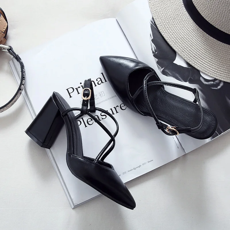 Summer Fashion Pointed Head Thick Heels Cross Strap Buckles Sandals for Women, Black red white yellow
Summer Fashion Pointed Head Thick Heels Cross Strap Buckles Sandals for Women, Black red white yellow