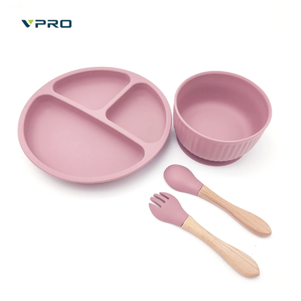 4-Pack Baby Product Supplies Silicone plate Spoon Bowl Baby Unbreakable Dinnerware Feeding Set
4-Pack Baby Product Supplies Silicone plate Spoon Bowl Baby Unbreakable Dinnerware Feeding Set