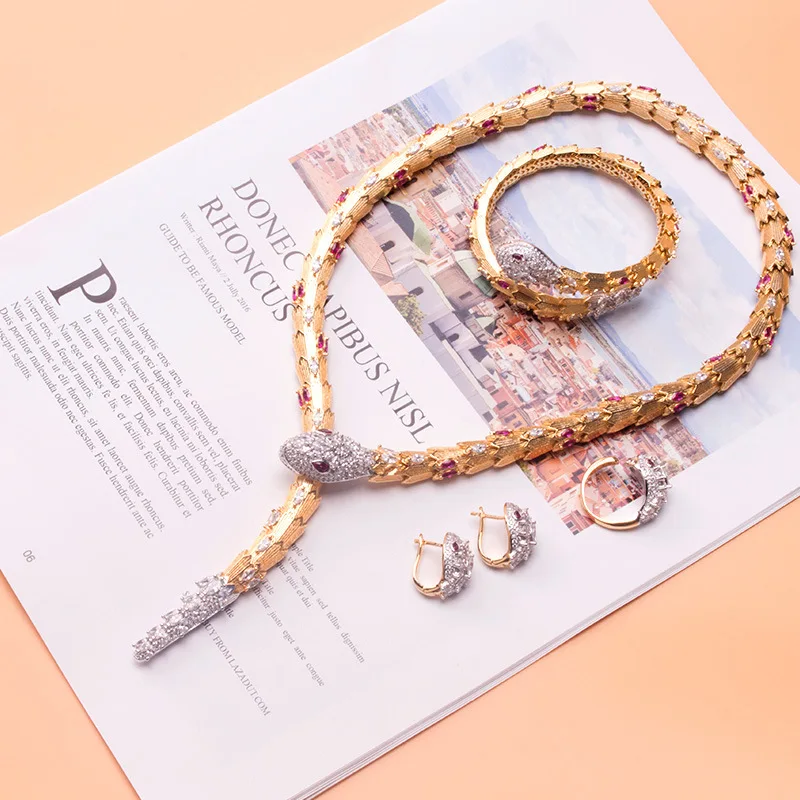 Fashion hot long snake Necklace copper inlaid zircon exaggerated luxury jewelry personalized versatile dress accessories, White
Fashion hot long snake Necklace copper inlaid zircon exaggerated luxury jewelry personalized versatile dress accessories, White