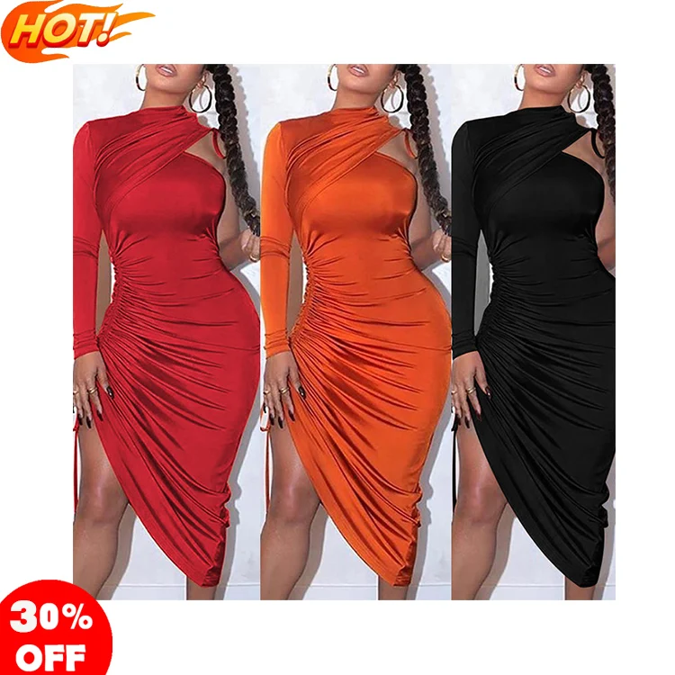 wear gown Sexy one-shoulder long-sleeved women's irregular pleated dress girl party dress custom logo outong
wear gown Sexy one-shoulder long-sleeved women's irregular pleated dress girl party dress custom logo outong