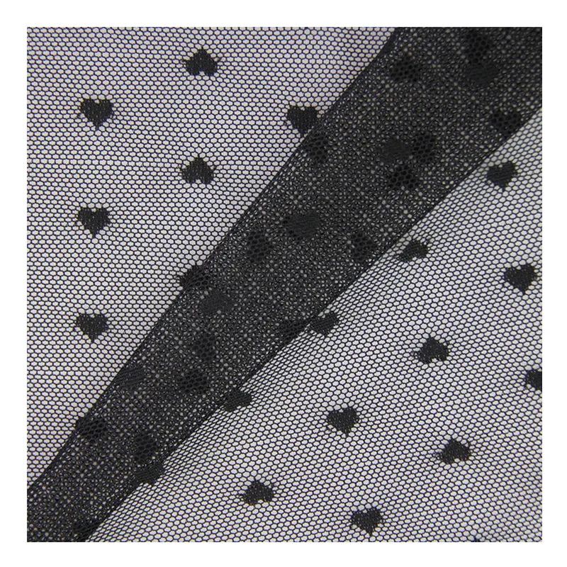 85%Nylon 15%Spandex 4 Way Stretch Black Heart Tulle Lace Fabric Black Heart-Shaped Elastic Gauze Tulle Mesh Fabric
85%Nylon 15%Spandex 4 Way Stretch Black Heart Tulle Lace Fabric Black Heart-Shaped Elastic Gauze Tulle Mesh Fabric