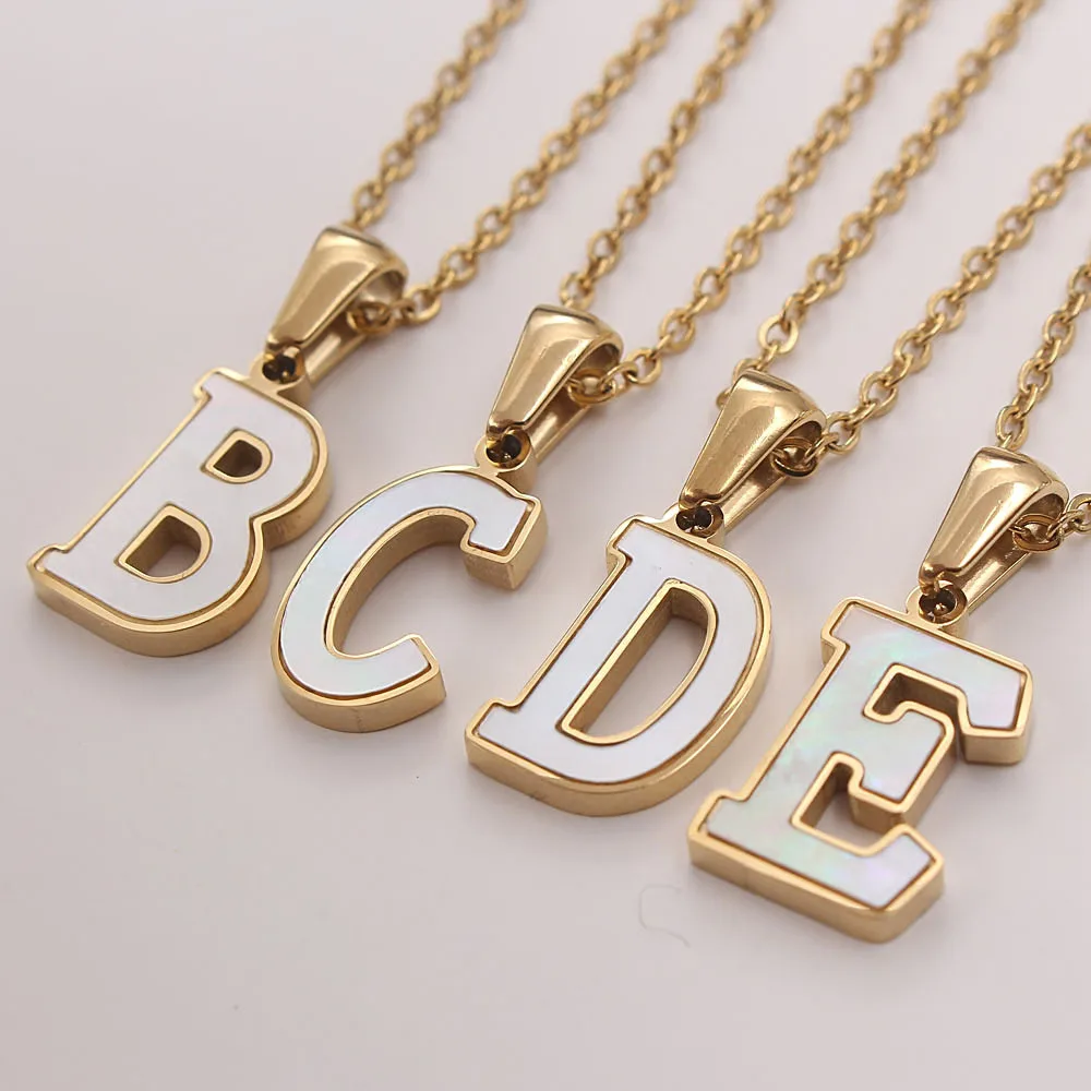 26 Shell English Letters Pendant Necklace Stainless Steel Pretty Alphabet Clavicle Chain Jewelry, Gold
26 Shell English Letters Pendant Necklace Stainless Steel Pretty Alphabet Clavicle Chain Jewelry, Gold