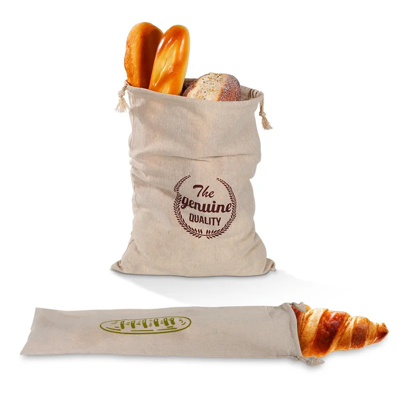 Linen Bread Bags Ideal for Homemade Bread Unbleached Reusable Food Storage Storage for Artisan Bread Bakery & Baguette