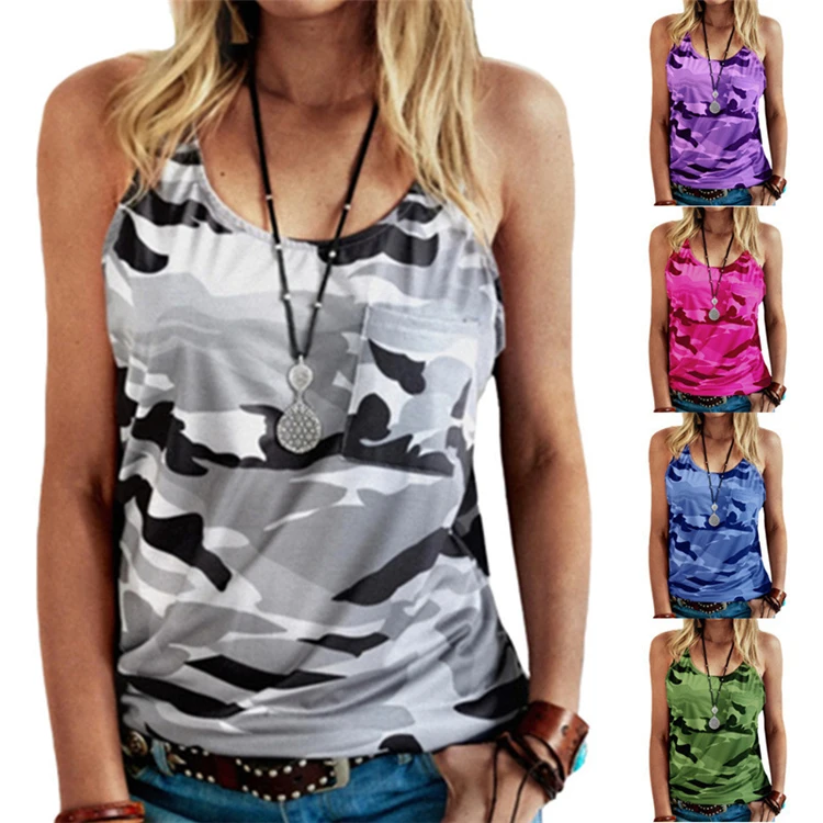 hot selling summer outdoor sleeveless camouflage casual designer custom women t shirt
hot selling summer outdoor sleeveless camouflage casual designer custom women t shirt
