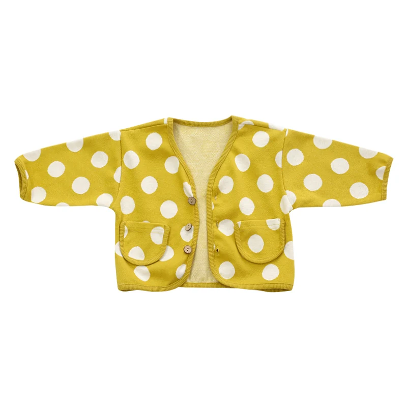 Lovely Yellow Bottom Long Sleeve 1-3-year Old Baby Coat Spring Autumn O-neck Polka Baby Coat
Lovely Yellow Bottom Long Sleeve 1-3-year Old Baby Coat Spring Autumn O-neck Polka Baby Coat