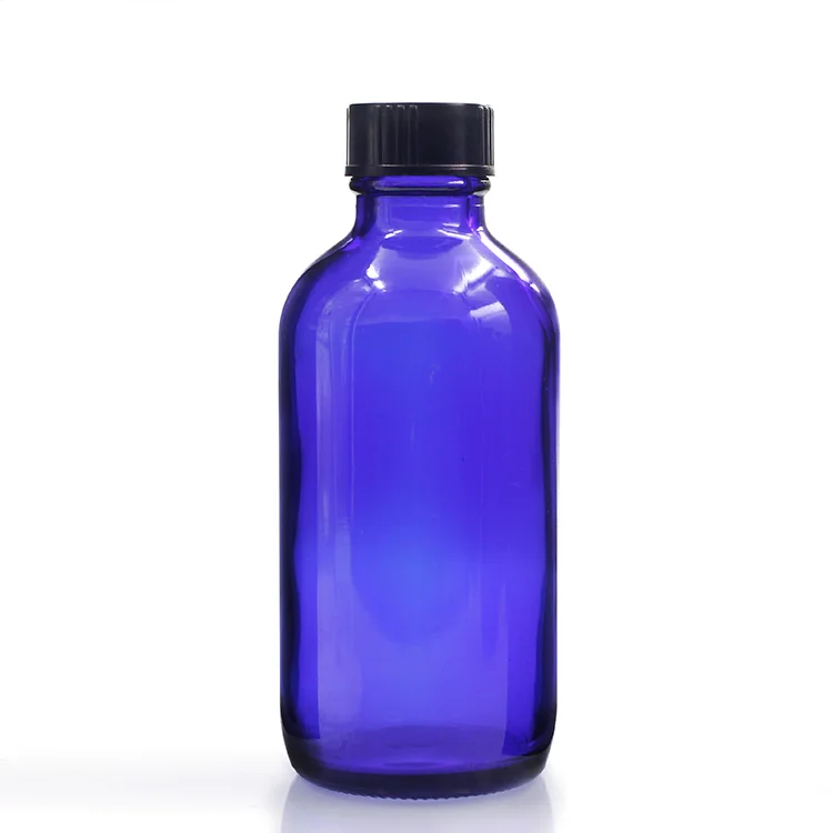 hot selling 120ml blue color glass bottle spray pump cosmetic containers and packaging