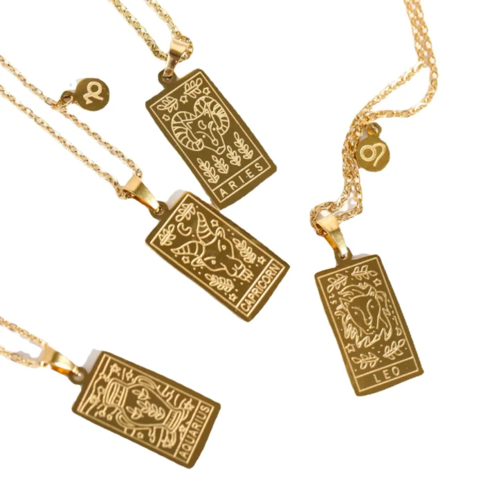 Fashion Women Men 18k Gold Plated 12 Zodiac Sign Pendant Necklace Stainless Steel Necklaces Jewelry Set
Fashion Women Men 18k Gold Plated 12 Zodiac Sign Pendant Necklace Stainless Steel Necklaces Jewelry Set