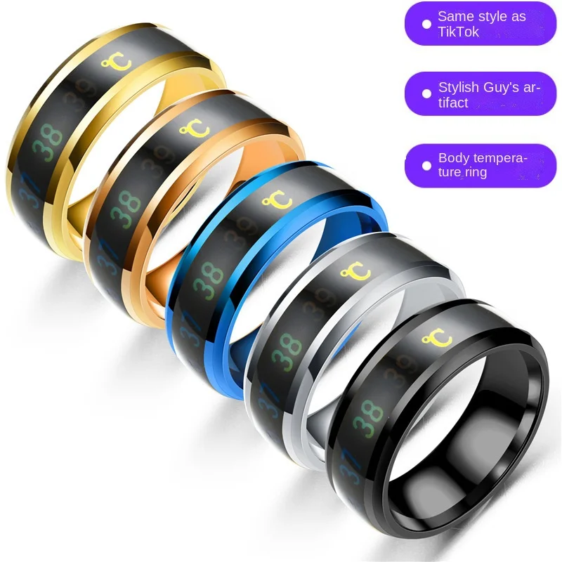 Wholesale Ring Titanium Steel Ring Smart Temperature Sensing Temperature European and American Men's Jewelry
Wholesale Ring Titanium Steel Ring Smart Temperature Sensing Temperature European and American Men's Jewelry