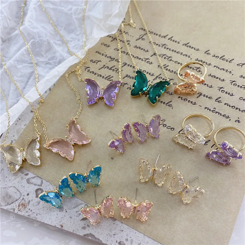 2021 trendy Resin butterfly Necklace New Fashion Clear Candy Color Necklaces Earring Ring Set For Girl
2021 trendy Resin butterfly Necklace New Fashion Clear Candy Color Necklaces Earring Ring Set For Girl