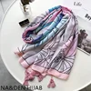 F304 high quality women pink scarf flower printed with tassels cotton and hemp scarf muslim head Scarf/Hijab/wrap/sarong travel