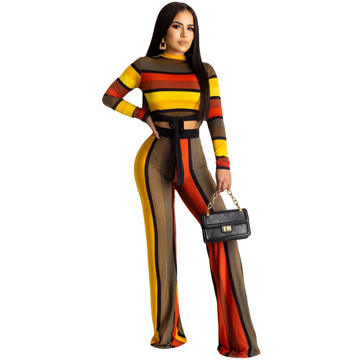XLL Fall clothing 2021 ladies leisure outfits strip printed fashionable two pieces wide leg pants set women, As picture or customized color
XLL Fall clothing 2021 ladies leisure outfits strip printed fashionable two pieces wide leg pants set women, As picture or customized color