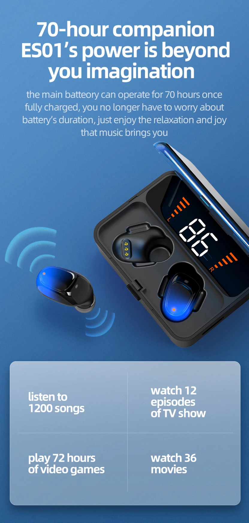2019 New Design Custom HBQ-ES01 Mini Sport Waterproof Noise Cancelling Portable Wireless Earphones with LED Digital Display - ANKUX.COM