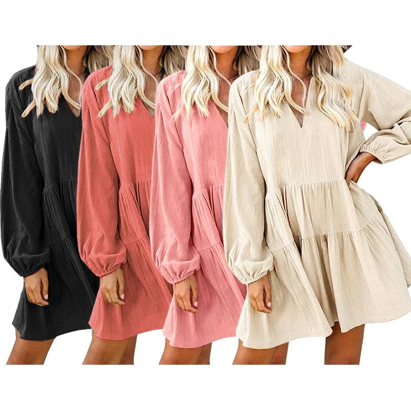 fall 2021 pink women clothes elegant casual midi chiffon dress woman mini party dress long sleeve dresses with pockets, Customized color
fall 2021 pink women clothes elegant casual midi chiffon dress woman mini party dress long sleeve dresses with pockets, Customized color