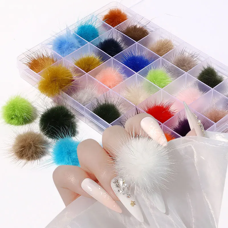 2021 Newest hot selling 24Pcs/Box Mix Color Fur Pom Balls 3D Nail Art Decoration Design Magnetic For Nail Salon
2021 Newest hot selling 24Pcs/Box Mix Color Fur Pom Balls 3D Nail Art Decoration Design Magnetic For Nail Salon