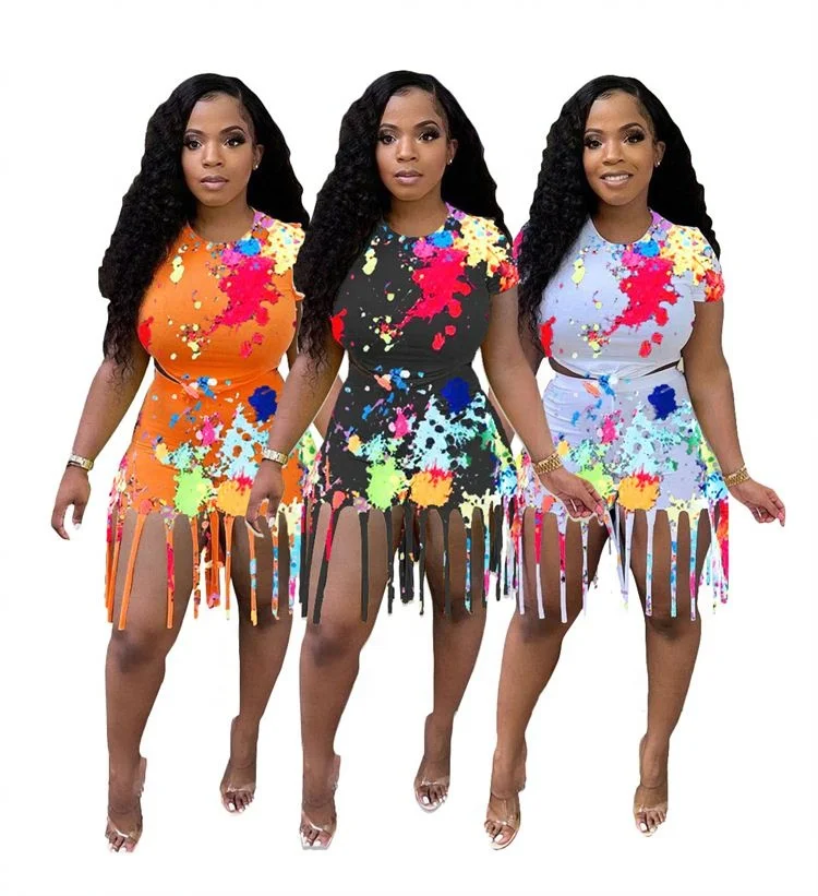 XMGE Summer Fashion Individuality Print Short Sleeve New Arrivals Fringe Two Piece Set Women Clothing
XMGE Summer Fashion Individuality Print Short Sleeve New Arrivals Fringe Two Piece Set Women Clothing