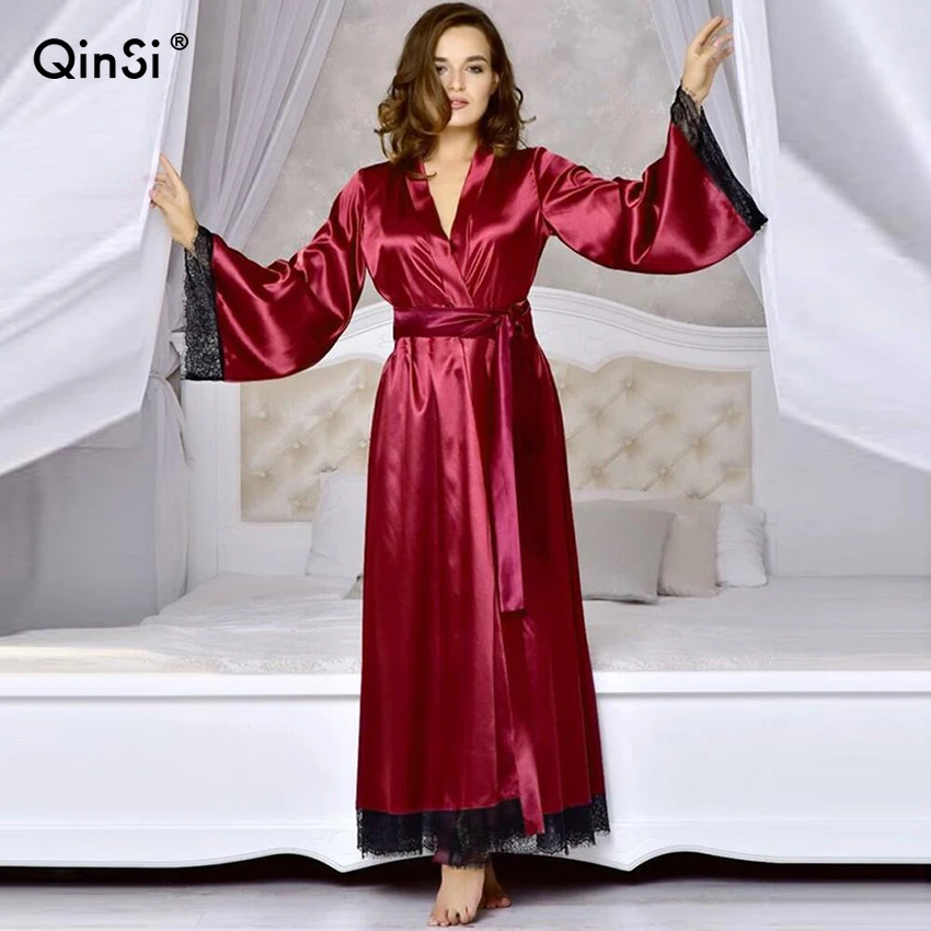 QINSI Solid Sleepwear Lingerie Robe Plus Size S-3XL New Women's Faux Silk Robe Bath Gown Hot Sale Satin Long Yukata Bathrobe
QINSI Solid Sleepwear Lingerie Robe Plus Size S-3XL New Women's Faux Silk Robe Bath Gown Hot Sale Satin Long Yukata Bathrobe