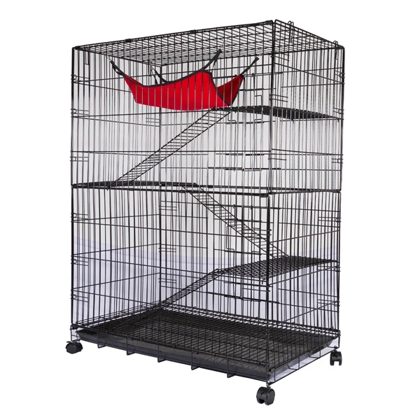 Wholesale Cheap Outdoor Indoor Big Luxury Folding Metal Pet Cage Large Cat Cage 3 Layer Ferret Cage