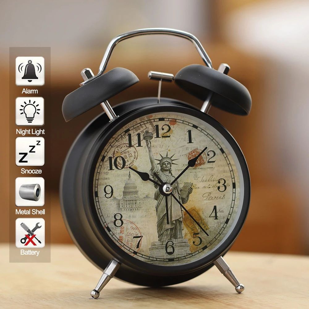 Retro Metal With Night Light, Simple Bedside Mute Needle Alarm Student, Modern Table Clock for Home Decor
Retro Metal With Night Light, Simple Bedside Mute Needle Alarm Student, Modern Table Clock for Home Decor