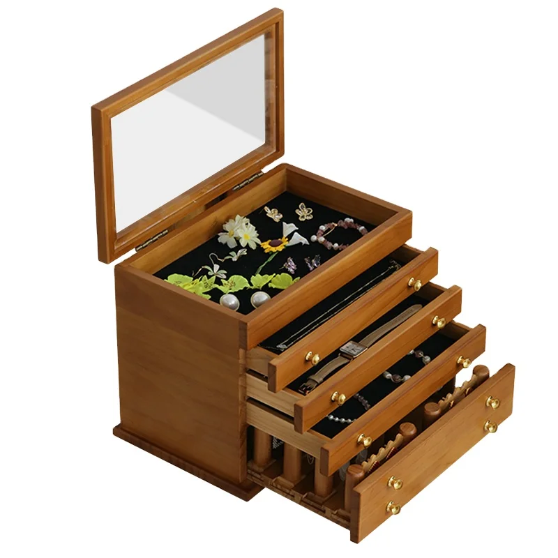 Four drawers a variety of pattern classification wooden jewelry organizer box, Brown
Four drawers a variety of pattern classification wooden jewelry organizer box, Brown