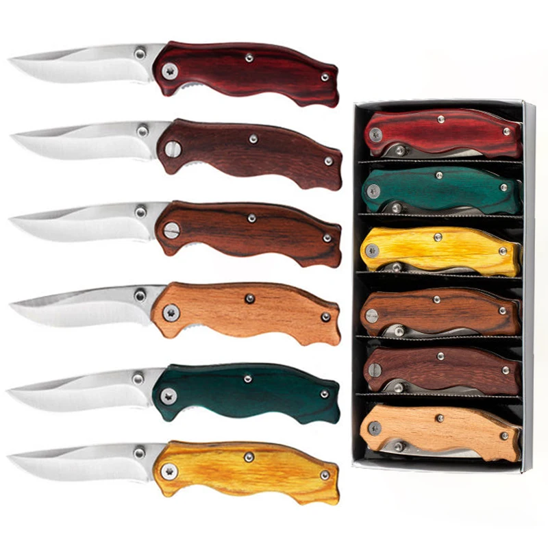 5pcs in one box cheaper price wholesale small outdoor camping folding pocket camp knife with 5 color wooden handle
5pcs in one box cheaper price wholesale small outdoor camping folding pocket camp knife with 5 color wooden handle
