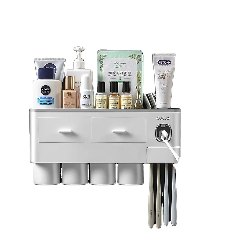 2021 Bathroom storage shelf rack plastic toothbrush holder automatic toothpaste dispenser for bathroom, White+grey,white+black
2021 Bathroom storage shelf rack plastic toothbrush holder automatic toothpaste dispenser for bathroom, White+grey,white+black