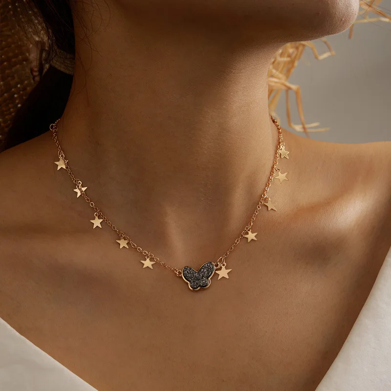 Amazon Best Selling European Style 18K Gold Plated Metal Star Charms Necklace Tassel Butterfly Necklace For Girls
Amazon Best Selling European Style 18K Gold Plated Metal Star Charms Necklace Tassel Butterfly Necklace For Girls