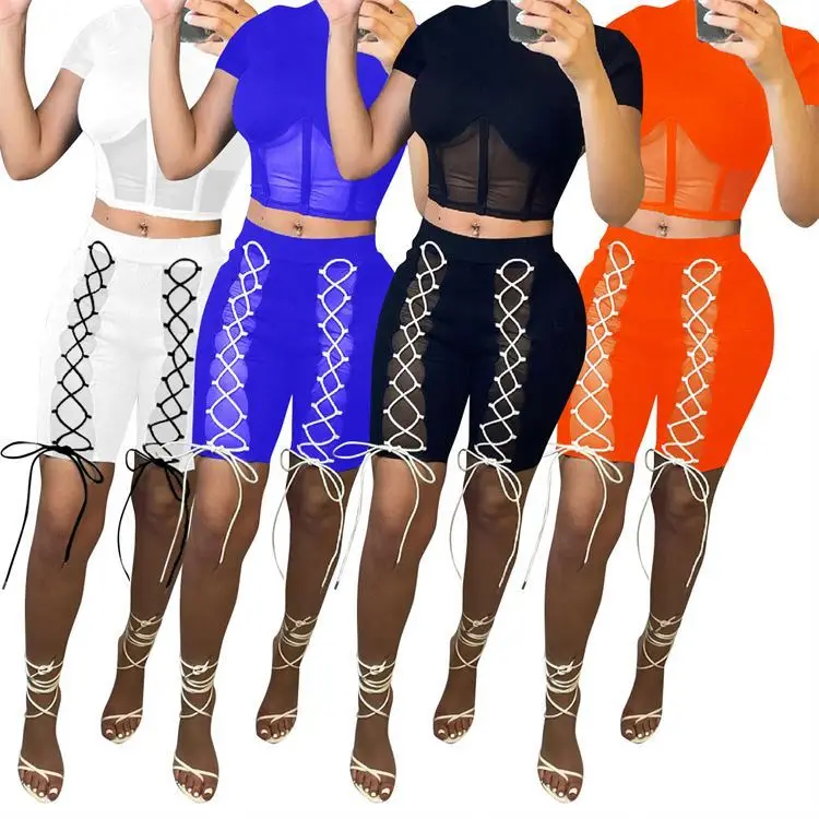 MISS Hot Sale Tulle Spliced 2 Piece Pants Leggings Sets Bandage Mesh Woman Summer Sexy Two Piece Outfits For Womens
MISS Hot Sale Tulle Spliced 2 Piece Pants Leggings Sets Bandage Mesh Woman Summer Sexy Two Piece Outfits For Womens