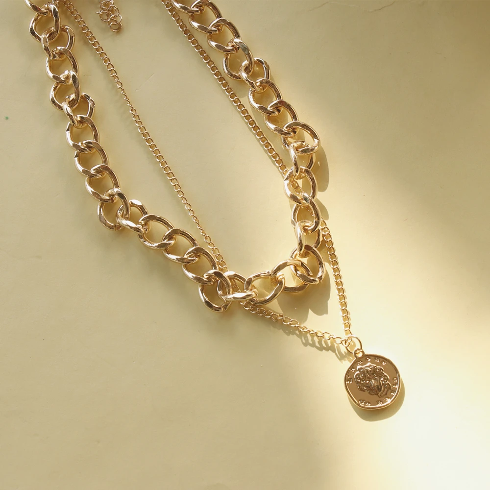 Ins Trendy Multi Layer Cuban Chunky Thick Portrait Choker Necklace Women Vintage Carved Coin Pendant Necklace Jewelry, Gold
Ins Trendy Multi Layer Cuban Chunky Thick Portrait Choker Necklace Women Vintage Carved Coin Pendant Necklace Jewelry, Gold