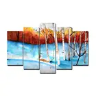 Wholesale Drop shipping 5 Panel tree Canvas Painting for Living Room wall decor Landscape Home Decoration Wall Art
