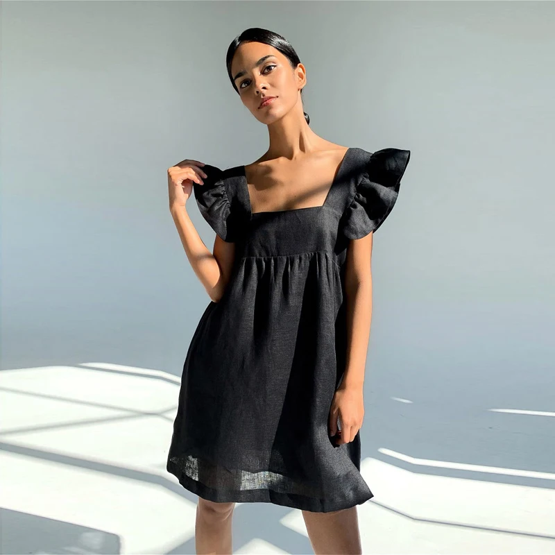 Wholesale Summer Lady Square Collar Backless High Waist Loose Solid Mini Skirt Vintage Sweet Swing Dress For Women
Wholesale Summer Lady Square Collar Backless High Waist Loose Solid Mini Skirt Vintage Sweet Swing Dress For Women