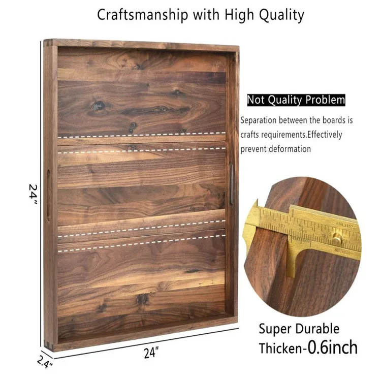 square wooden tray with handles