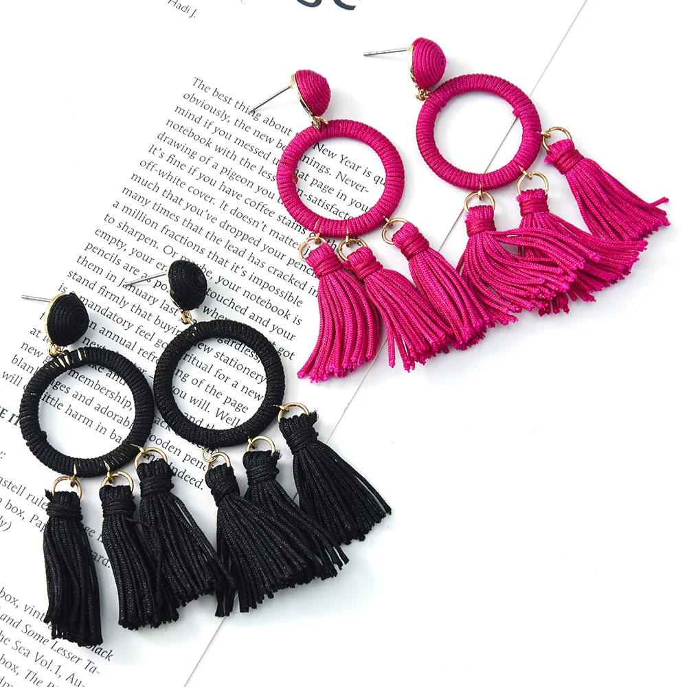 Veijer Trendy Gold Plated Women ethnic jewelry Black Rose Red Bohemia Tassel Drop Earrings
Veijer Trendy Gold Plated Women ethnic jewelry Black Rose Red Bohemia Tassel Drop Earrings