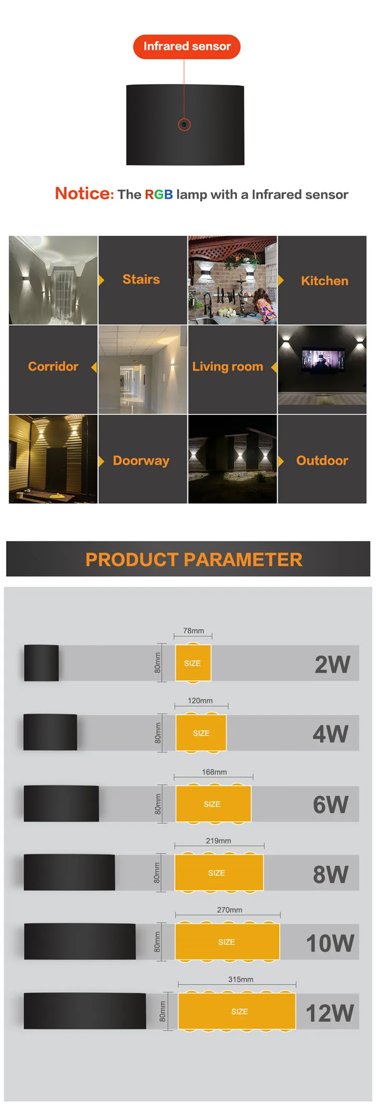 7W Outdoor surface Mounter Up And Down LED Wall Light
