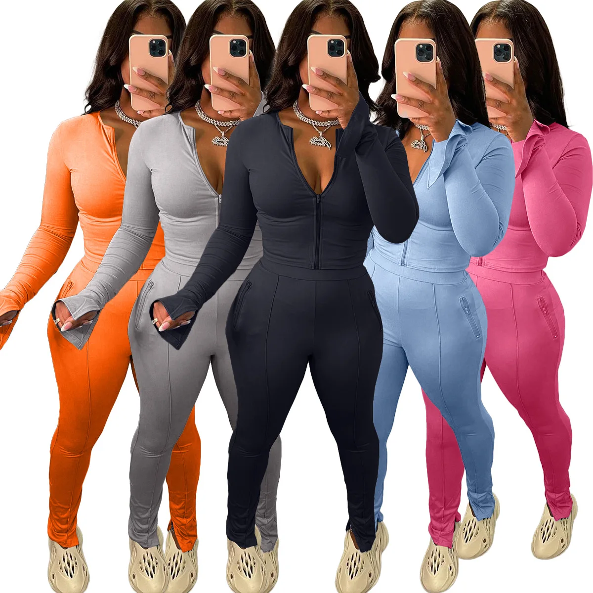 Spring New Arrival 2022 Women Clothes Solid Zip Split Two Piece Sports Suit Sexy 2 Piece Set Women Custom Logo Women Pants Set
Spring New Arrival 2022 Women Clothes Solid Zip Split Two Piece Sports Suit Sexy 2 Piece Set Women Custom Logo Women Pants Set