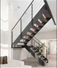 Double Side Plate Steel Structure Staircase Open Riser Indoor With rod Railing