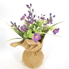 Natural Burlap Cloth Plastic Mini Plant Fresh Artificial Flower