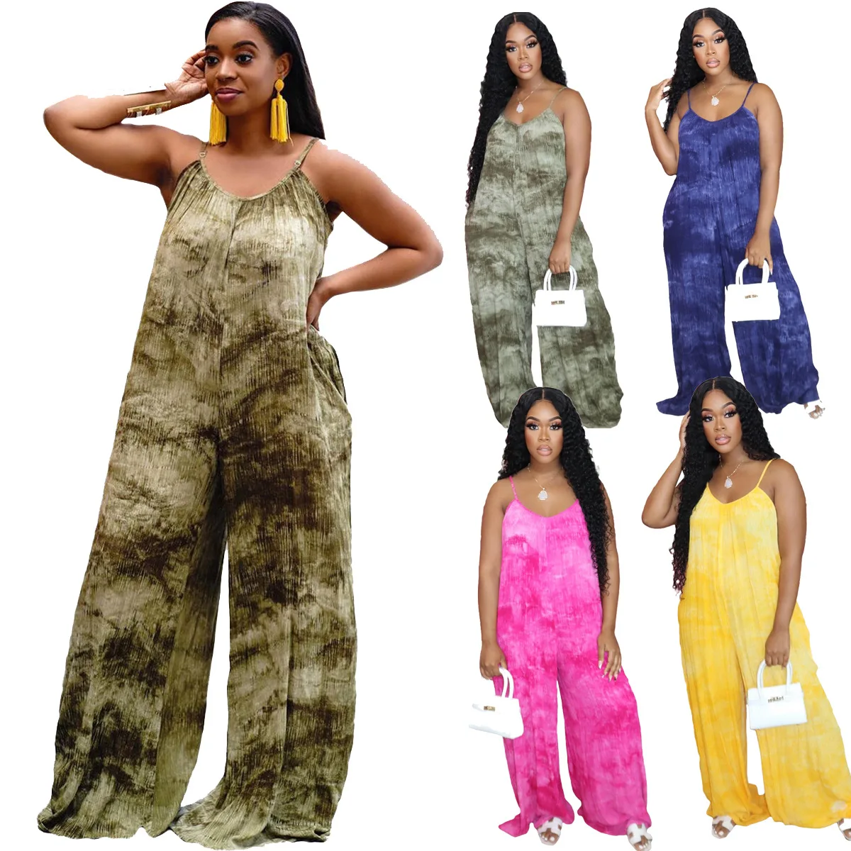 IDS new large 1 piece jumpsuit women sling loose tie dye printing jumpsuit bodysuit, 4 colors
IDS new large 1 piece jumpsuit women sling loose tie dye printing jumpsuit bodysuit, 4 colors