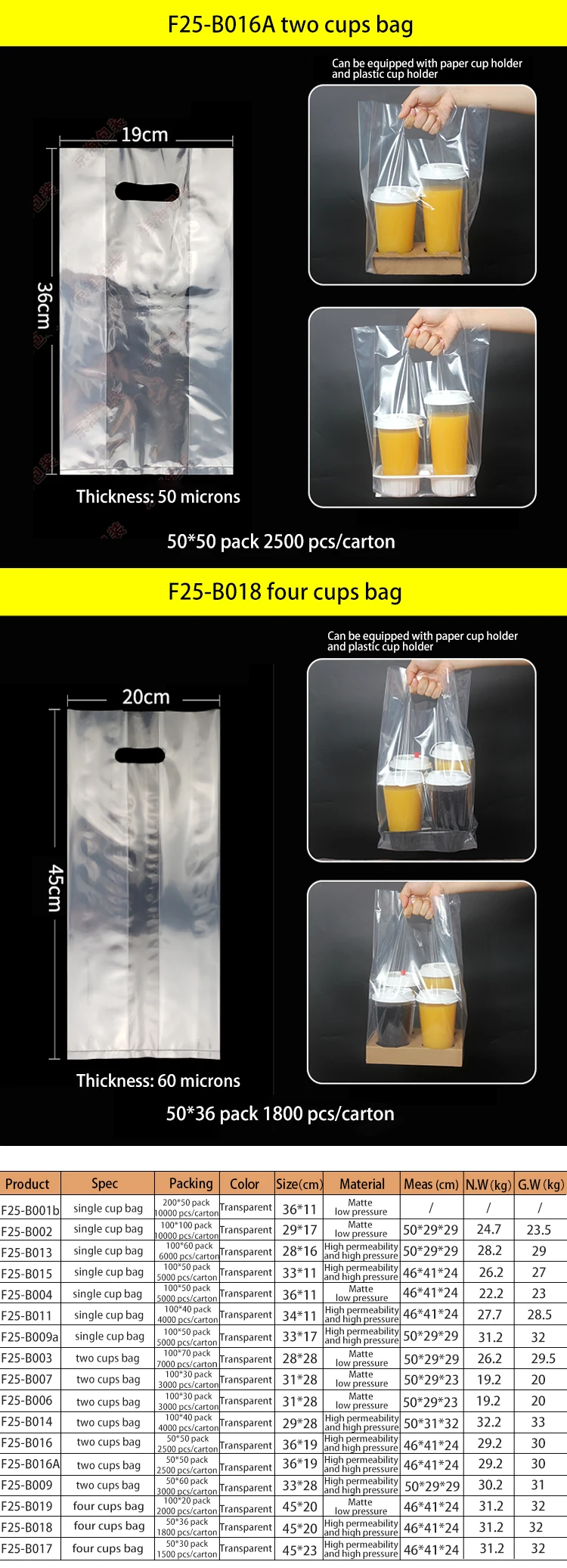 Custom Disposable transparent plastic bag portable beverage bag clear bubble tea plastic bag