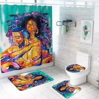 2019 polyester printed African American black men and women shower curtain set, bathroom rug and toilet cover
2019 polyester printed African American black men and women shower curtain set, bathroom rug and toilet cover