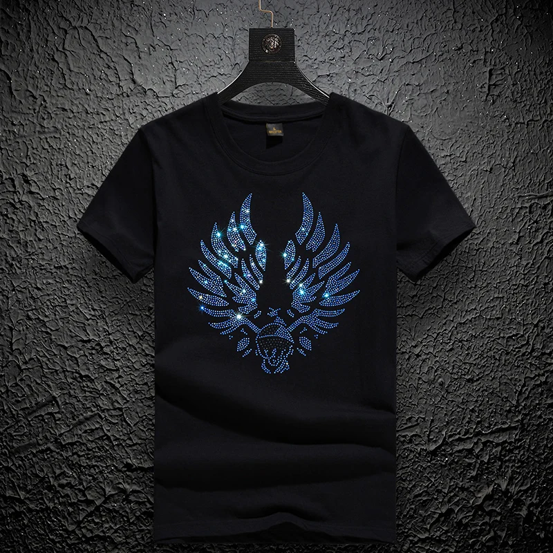 Free sample Tiger rhinestone iron on heat transfer logo custom for clothes
