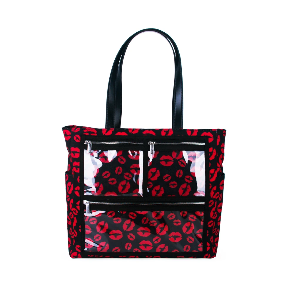 Ready To Ship wholesale Canvas Black And Red Lips Print Diaper Large Tote With 3 Front PVC Zipper Pockets DOM576, Black+red
Ready To Ship wholesale Canvas Black And Red Lips Print Diaper Large Tote With 3 Front PVC Zipper Pockets DOM576, Black+red