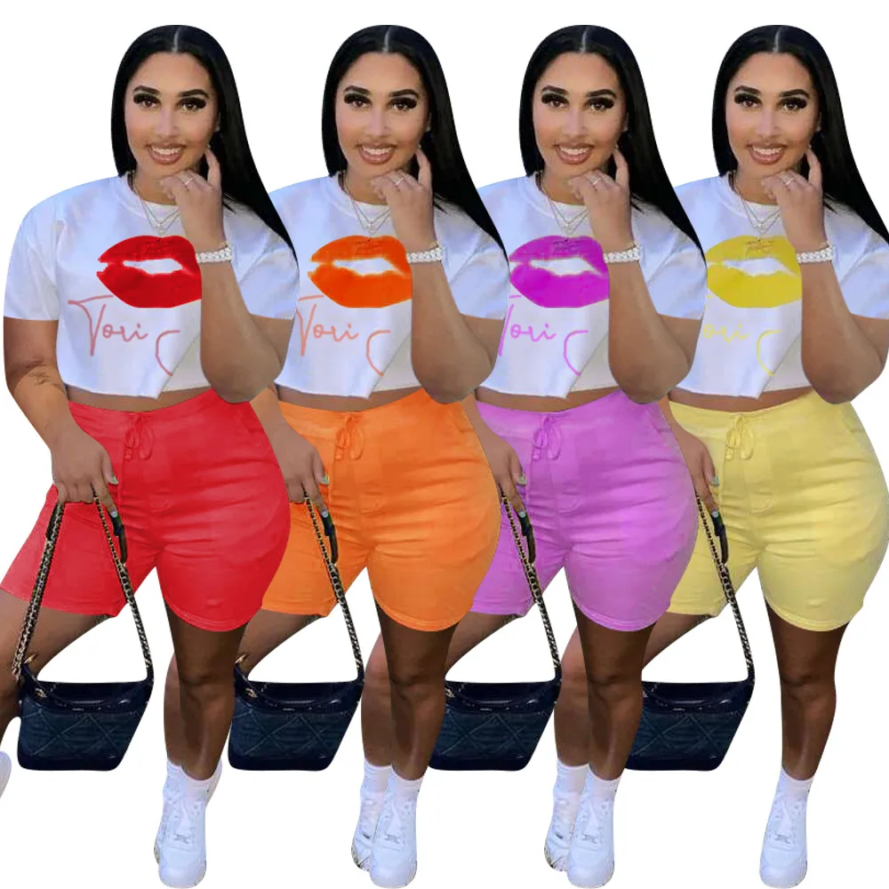 2021 Casual Mouth Print Tee With Short Pants Two Piece Set Tracksuit Short Biker Sets
2021 Casual Mouth Print Tee With Short Pants Two Piece Set Tracksuit Short Biker Sets