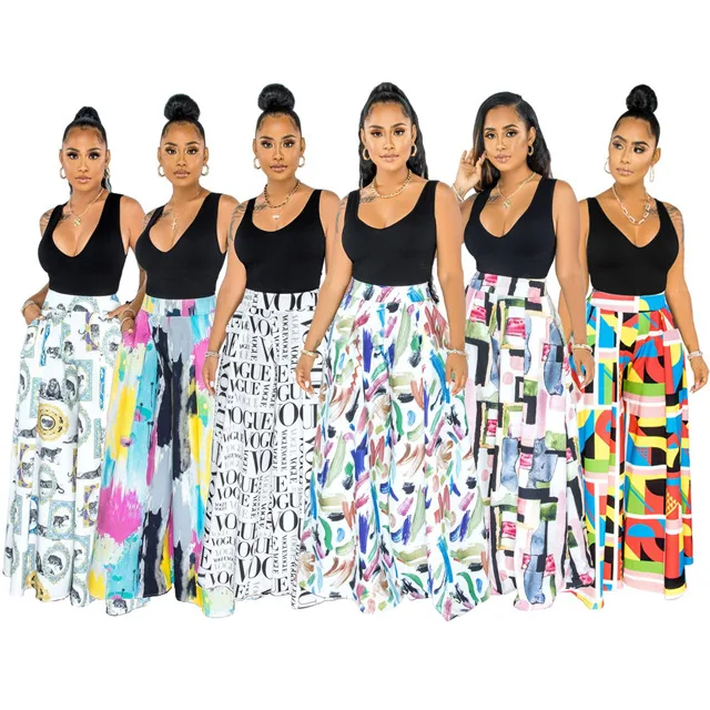 Hot new style women high waist trousers loose print casual ladies wide legged leg pants with pockets
Hot new style women high waist trousers loose print casual ladies wide legged leg pants with pockets
