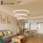 ブルータイム現代の Led シャンデリアペンダントライト吊りランプ 60 80 100 80 60 センチメートル 5 リングアウト輝き天井シャンデリア照明ランプ