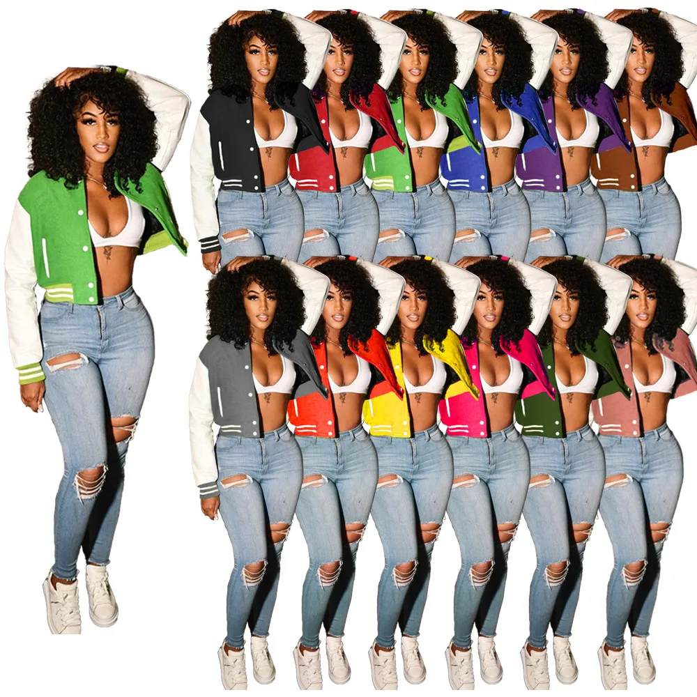 Women 2021 Fall Winter Fashion Trend Women Baseball Outfit Button Women Baseball Jacket
Women 2021 Fall Winter Fashion Trend Women Baseball Outfit Button Women Baseball Jacket