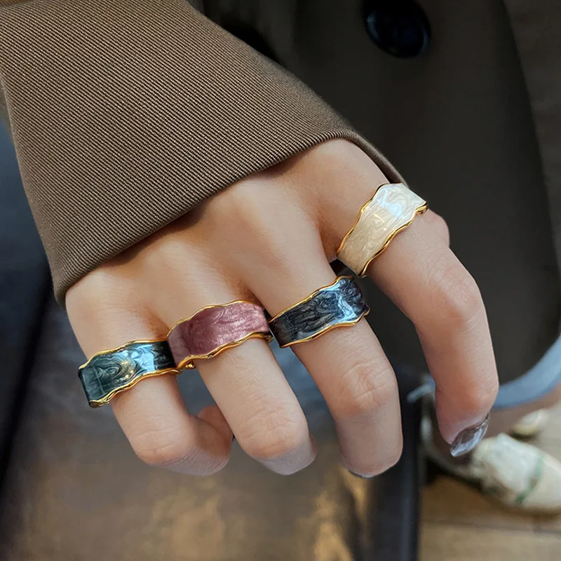 European Elegant Real Gold Plated Colorful Oil Dripping Wave Opening Rings Fashion Wave Shaped Enamel Ring For women
European Elegant Real Gold Plated Colorful Oil Dripping Wave Opening Rings Fashion Wave Shaped Enamel Ring For women