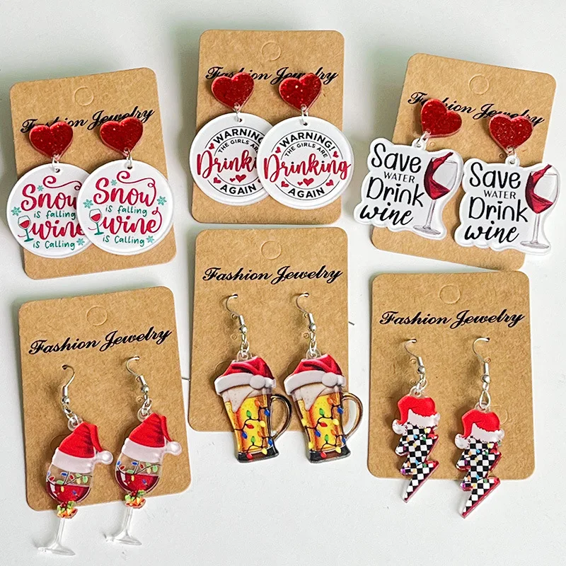 Christmas Atmosphere Acrylic Earrings Personalized Red Heart Santa Hat Wine Beer Glass Lightning Boots Party Earrings
Christmas Atmosphere Acrylic Earrings Personalized Red Heart Santa Hat Wine Beer Glass Lightning Boots Party Earrings