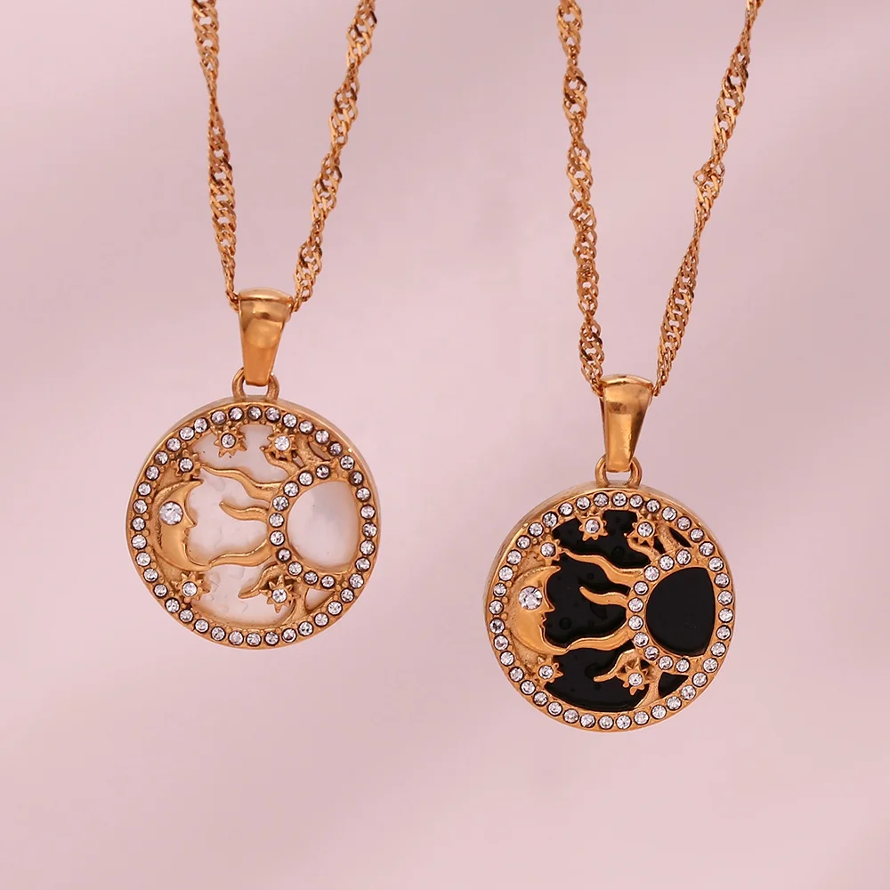 Dreamshow Sun Moon Star Shell Zircon Necklace PVD Gold Plated Stainless Steel Necklace Jewelry Set For Woman
Dreamshow Sun Moon Star Shell Zircon Necklace PVD Gold Plated Stainless Steel Necklace Jewelry Set For Woman